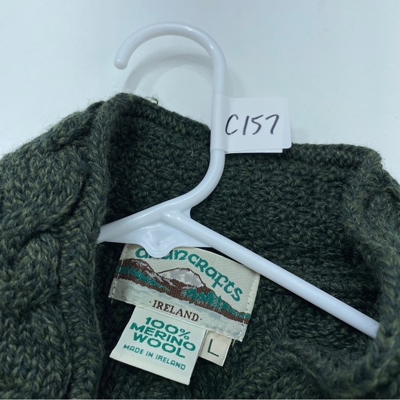 Aran Crafts Cardigan sweater Ireland 100% merino wool L c157 - Picture 6 of 6
